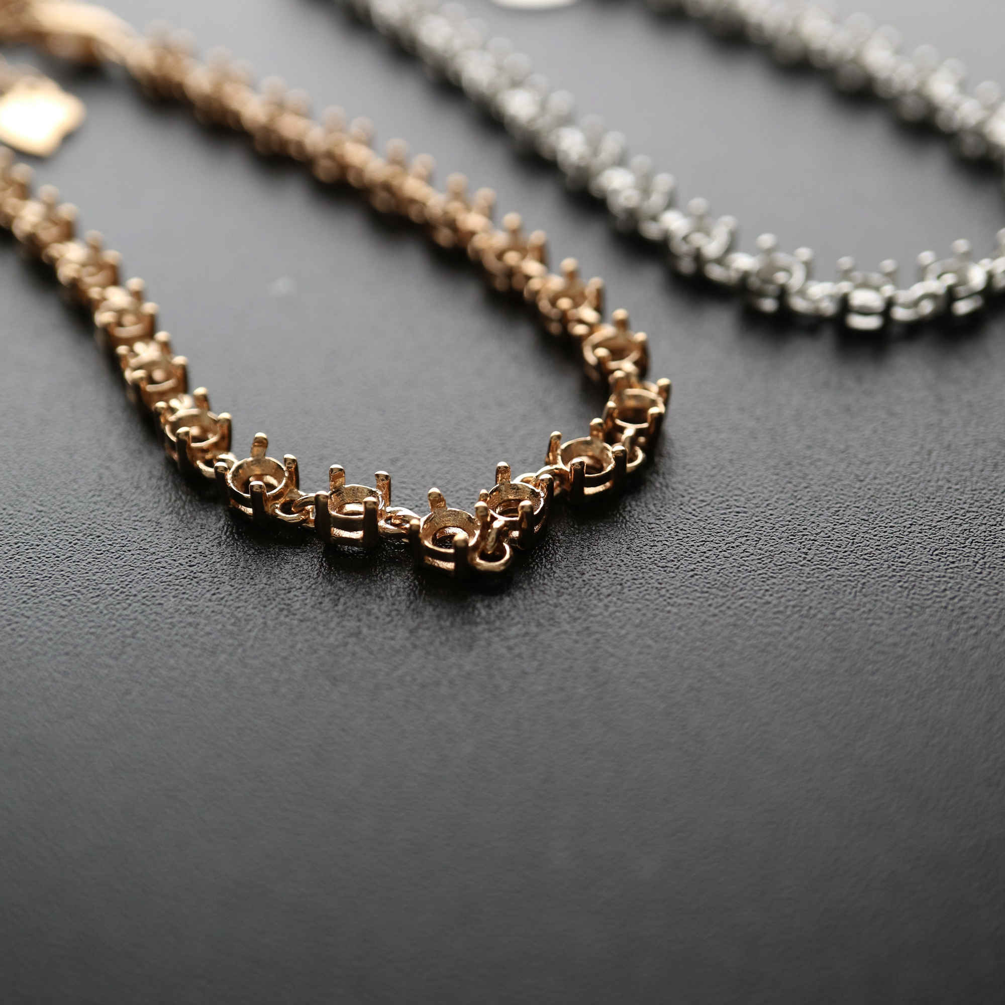 1Pcs 3MM Round Bezel Tennis Chain Mounting 27 Gemstones Cz Stone Solid 925 Sterling Silver Prong Bracelet Settings 1900214 - Click Image to Close